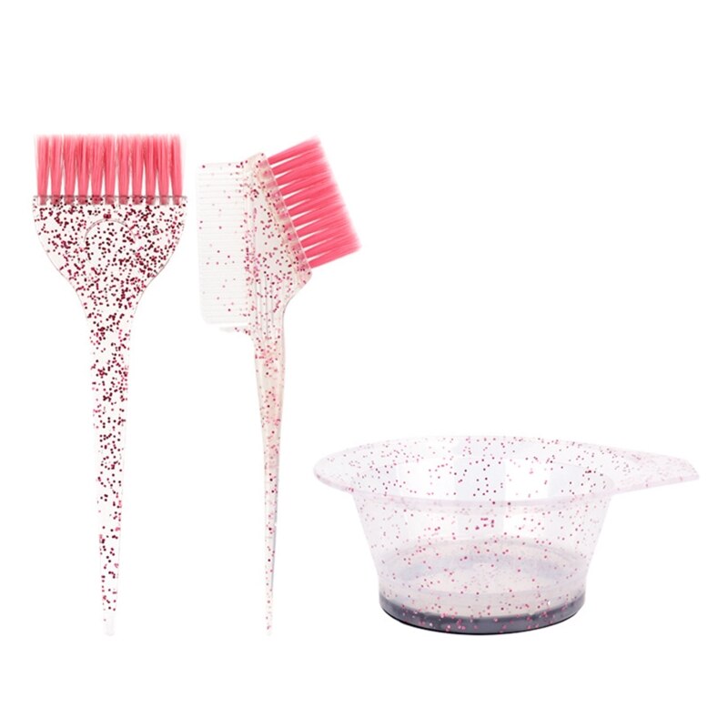 Kit de teinture pour cheveux, bol à mélanger, pinceaux de teinture, peigne à queue pointue pour teinture des cheveux, outils de coiffure 27RC, 1 ensemble: pink