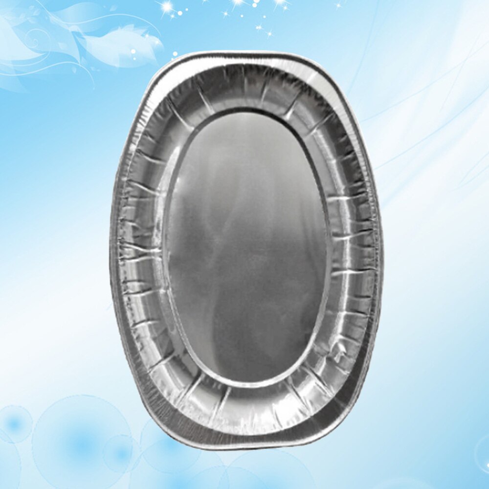 20pcs Disposable Oval Serving Plates Aluminium Foil Tray Serving Dishes Tableware for Catering BBQ Banquet Parties