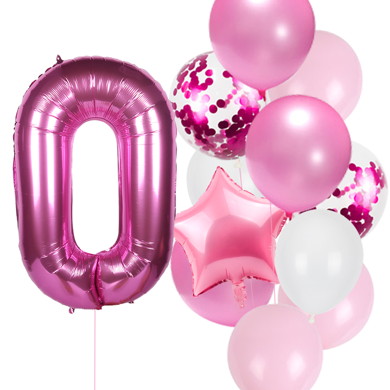 Joy-Enlife-Juego de globos rosas para de cumpleaños de niña, decoración de globos de aluminio con número de 40 pulgadas, para Baby Shower, 1/2/3/5/6/8/9 años, 12 Uds.: 0 pink