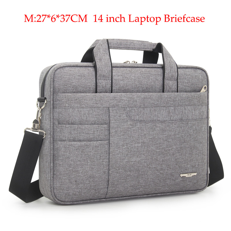 Brand Waterproof Men Women 14 15.6 inch Laptop Briefcase Business Handbag for Men Large Capacity Messenger Shoulder Bag: gray-M