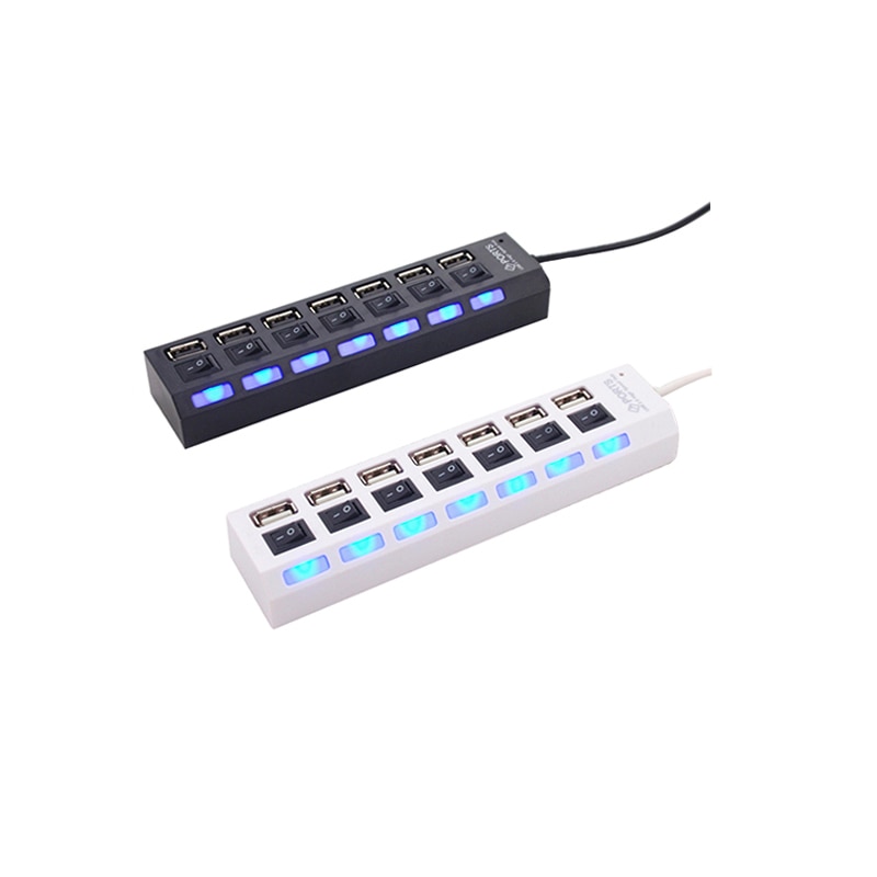 Hi-Speed 7 Port Usb Hub On/Off Switch Usb 2.0 Hub Laptop Pc #5649