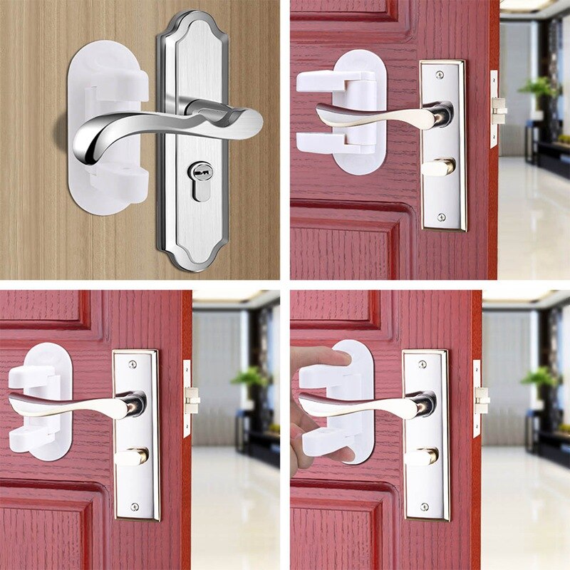 Plastic Child Safe Security Window Door Sash Lock Safety Lever Handle Sweep Latch Proof Doors Adhesive Lever Handle Safety Lock