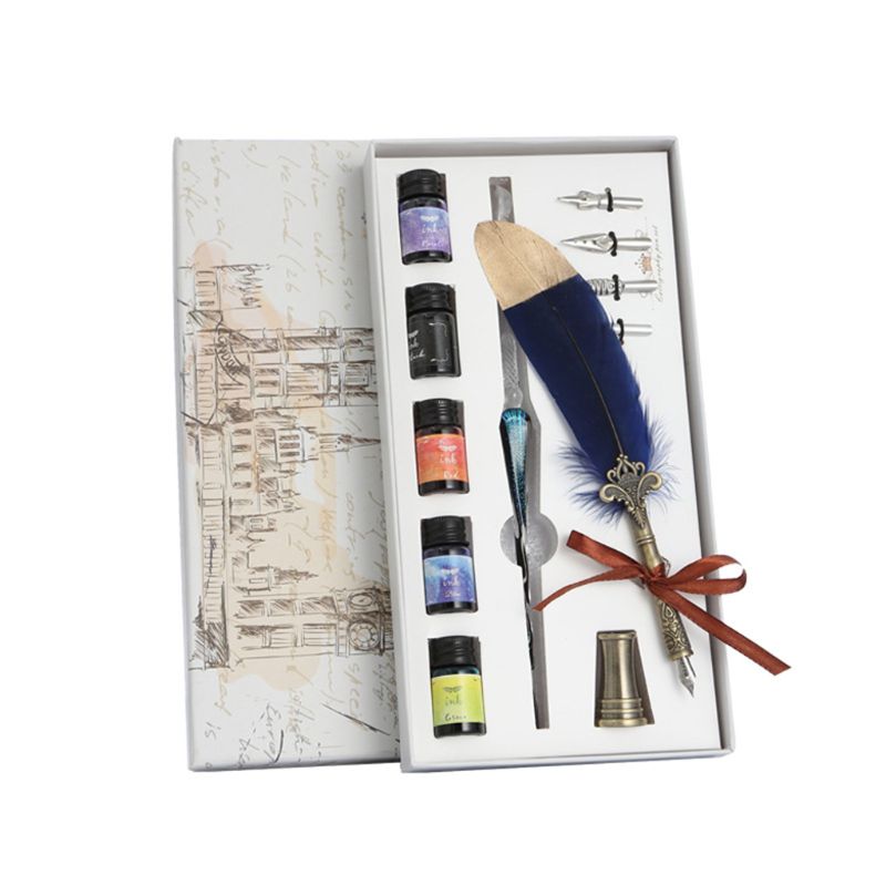 1 Set Vintage Kalligrafie Veer Dip Pen Fontein Schrijven Inkt Nib Briefpapier