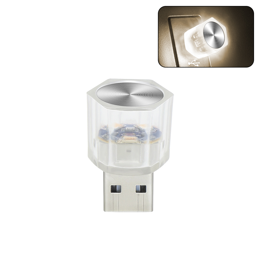 Bil usb ledet omgivelseslys billeselampe fargerik dekorativ lampe interiør atmosfære dekorasjoner lys tilbehør: Varm hvit