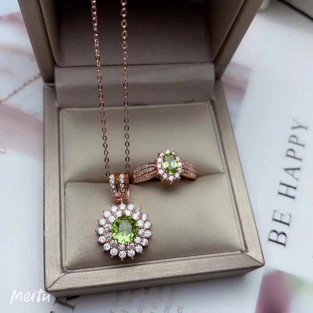 KJJEAXCMY Gioielleria Raffinata 925 sterlina argento intarsiato peridoto naturale Femminile anello del pendente di lusso impostato supporto di Rilevamento: Arancione