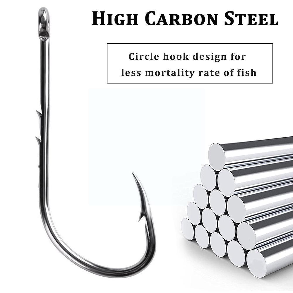 50pcs Double Back Barbed Single Hook Long Handle High Eye Barbed Straight Hook Steel Hook Fishing Fishing Carbon Tackl M9z7