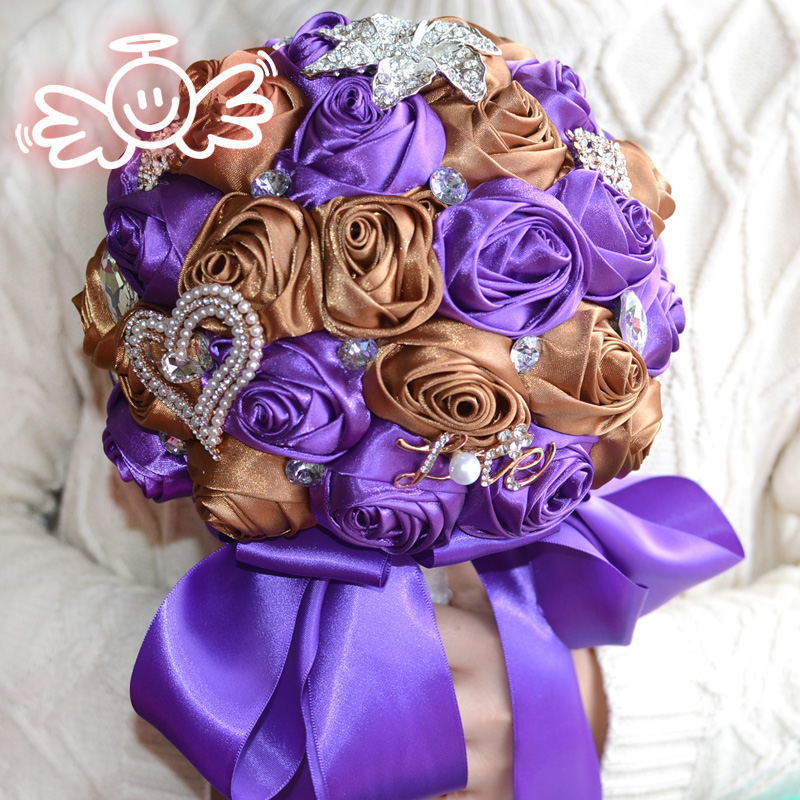 8 Colors Gorgeous Wedding Flowers Bridal Bouquets Artificial Wedding Bouquet Crystal Sparkle With Pearls buque de noiva: 18cm 7