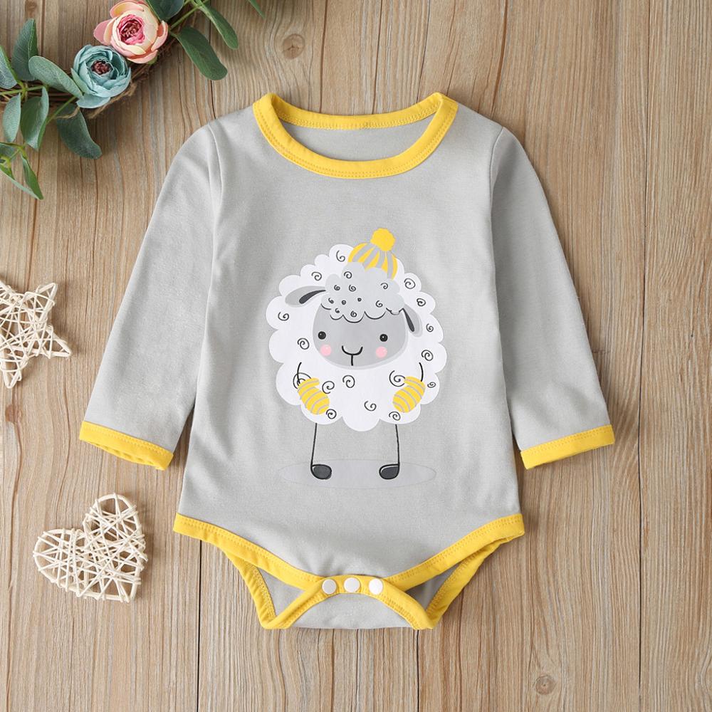 Bebê infantil manga longa bodysuit bonito dos desenhos animados animal impressão roupas bebê meninos meninas bodysuit ropa de bebe verano # 10f: YELLOW / 6 m