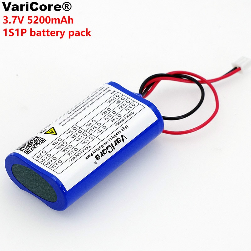 Varicore 3.7V 5200Mah 18650 Lithium Batterij Vissen Led Licht Bluetooth Speaker 4.2V Emergency Diy Batterijen + 2P Plug
