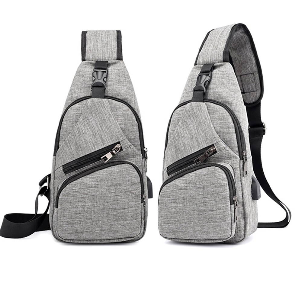 Anti Diefstal Borst Zak Men's Trend Praktische Canvas Taille Usb Opladen Man Vrouw Schoudertas Crossbody Tas