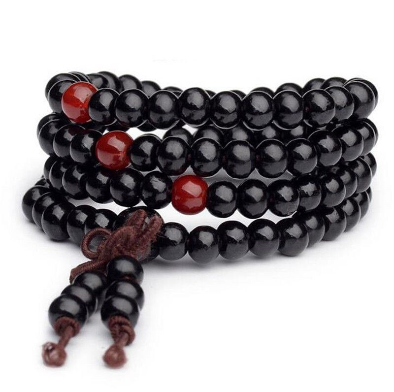 Prayer Beads Bracelet Tibetan Buddhist Rosary Charm Mala Meditation Necklace Yoga lucky Wenge Wooden Bracelet For Women Men: 03