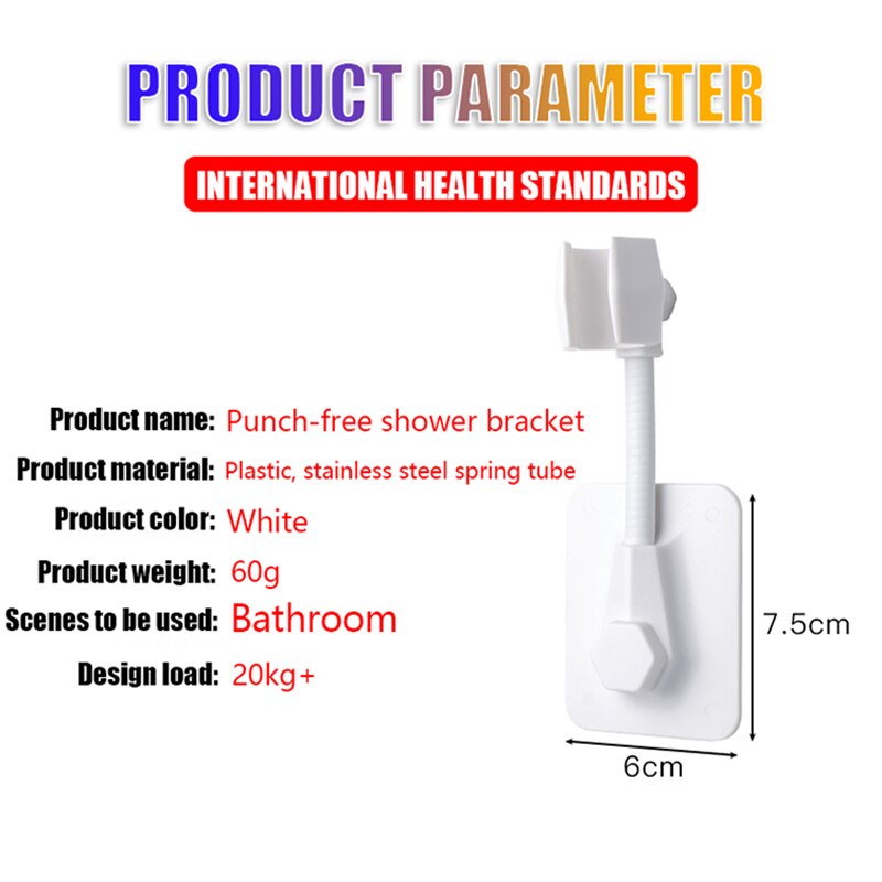 Adjustable Bathroom Shower Bracket For Bath Black Shower Rail Holder Bracket Head Strongly Stick To The Wall