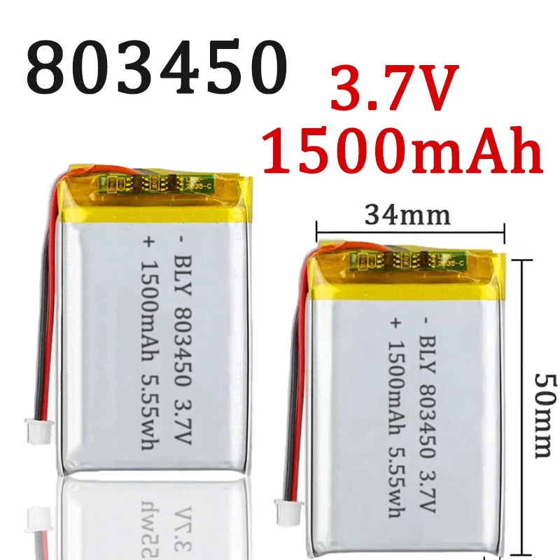 1-10Pcs 3.7V 1500mAh 803450 Polymer Lithium Battery Lithium Ion Battery for Power Bank GPS Capacity