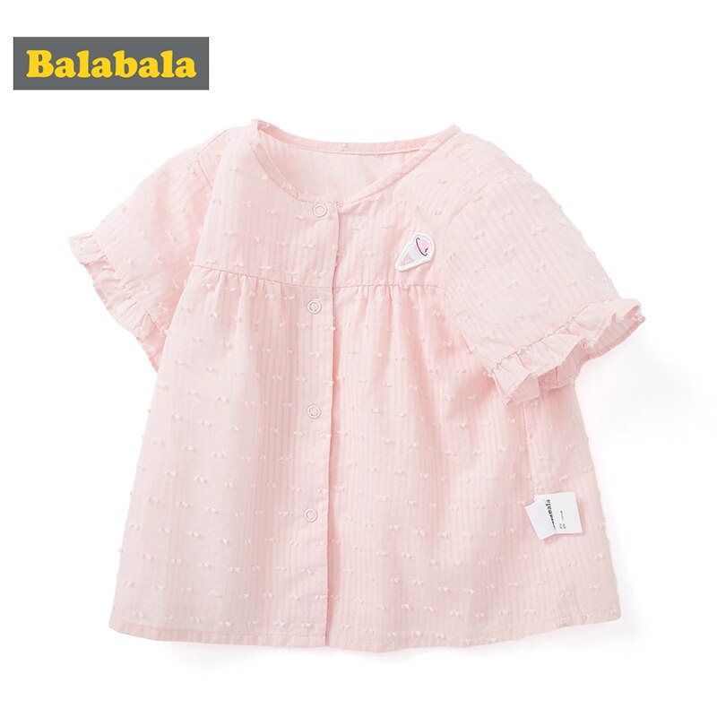 Balabala, camisa para niñas, ropa para niños, top de manga corta, novedad de verano , algodón para bebés, sección holgada y cómoda