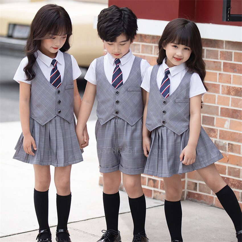 100-180CM Kids School Uniform Japanese Style British Boys Girl Primary Student Choir Class Suit Teenagers Dance Costume