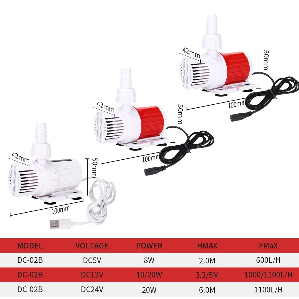 Aquarium fish tank DC submersible pump DC12V/24V fish tank filter circulation pump high-lift ultra-quiet micro-pump