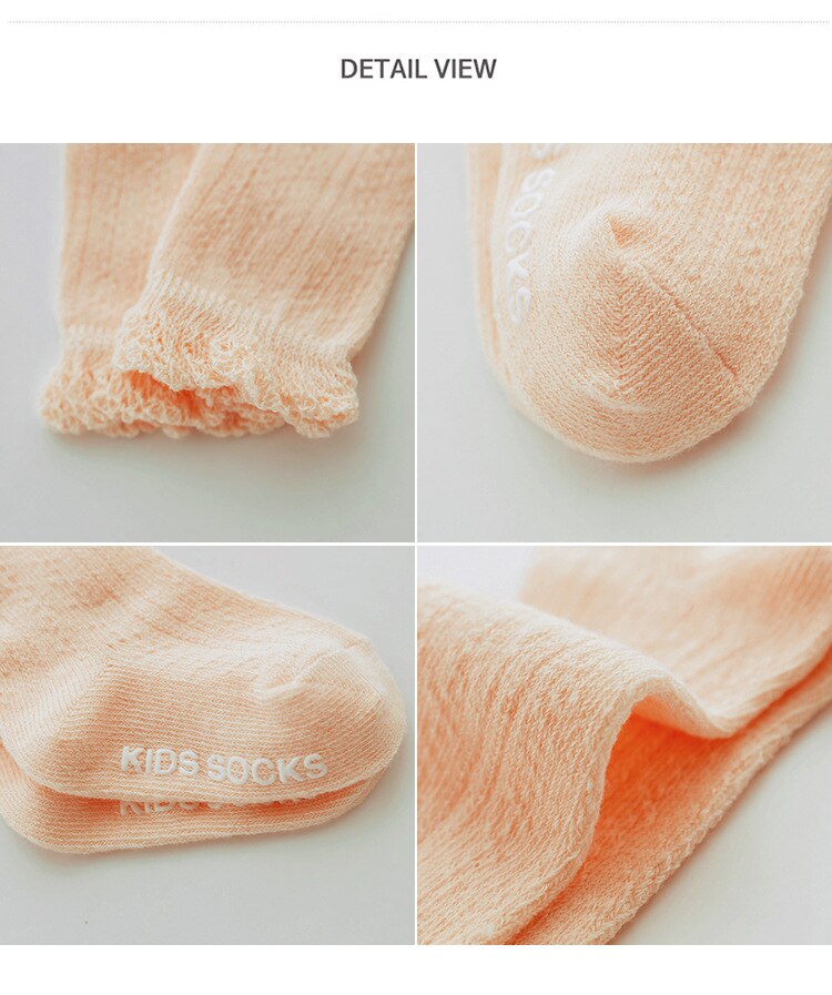 Baby pige sommer stil shift mesh tynde babystrømper blonder løs lim skridsikker baby over knestrømper anti-myg: Lyserød / 2-4 år