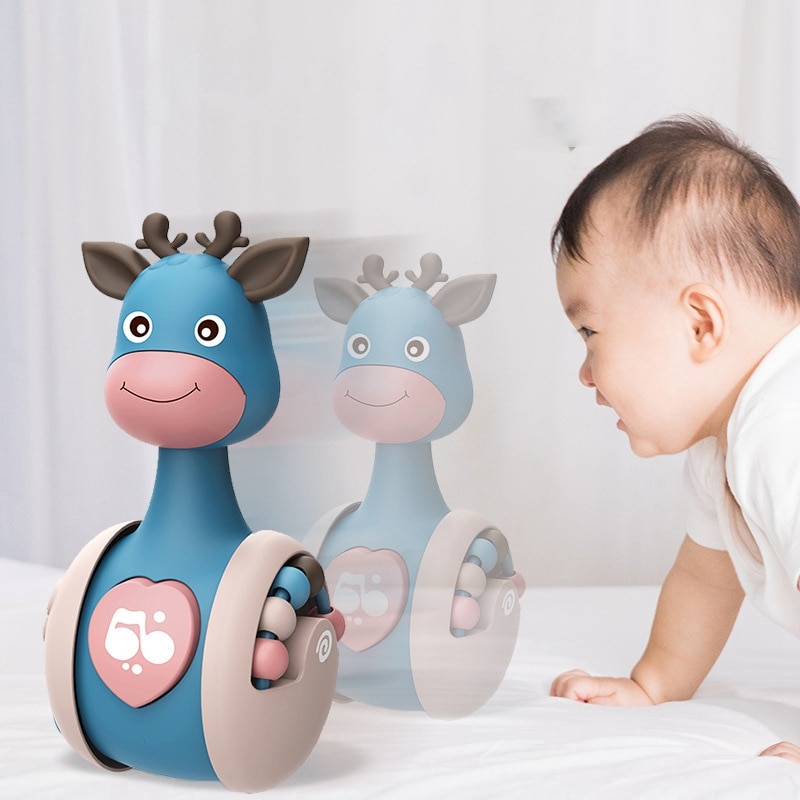 Sliding Deer Baby Tumbler Rattle Learning Education Toys Newborn Teether Infant Hand Bell Mobile Stroller Music Roly-poly Toy