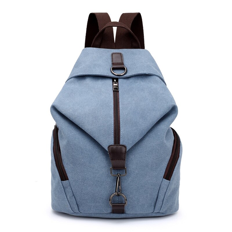 Bolso de lona para mujer, mochila de viaje de estilo universitario, informal, Retro, a la , Edición coreana, novedad de: Gray Blue
