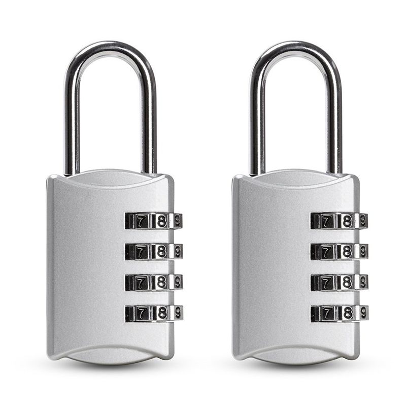 2 Pcs Padlock Code 4 Digit Security Anti-theft Zinc Alloy perfect for Locker, Travel Case Etc-Silver Gate