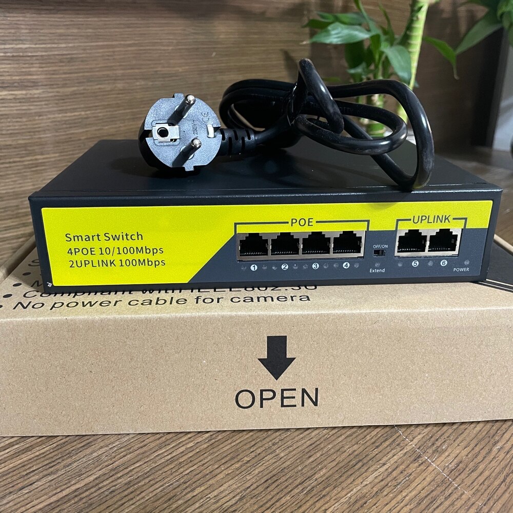 HKBTM POE switch 100Mbps Ethernet Network Switch 4 Ports PoE Switcher Standard RJ45 Injector for IP Camera/Wireless AP/CCTV