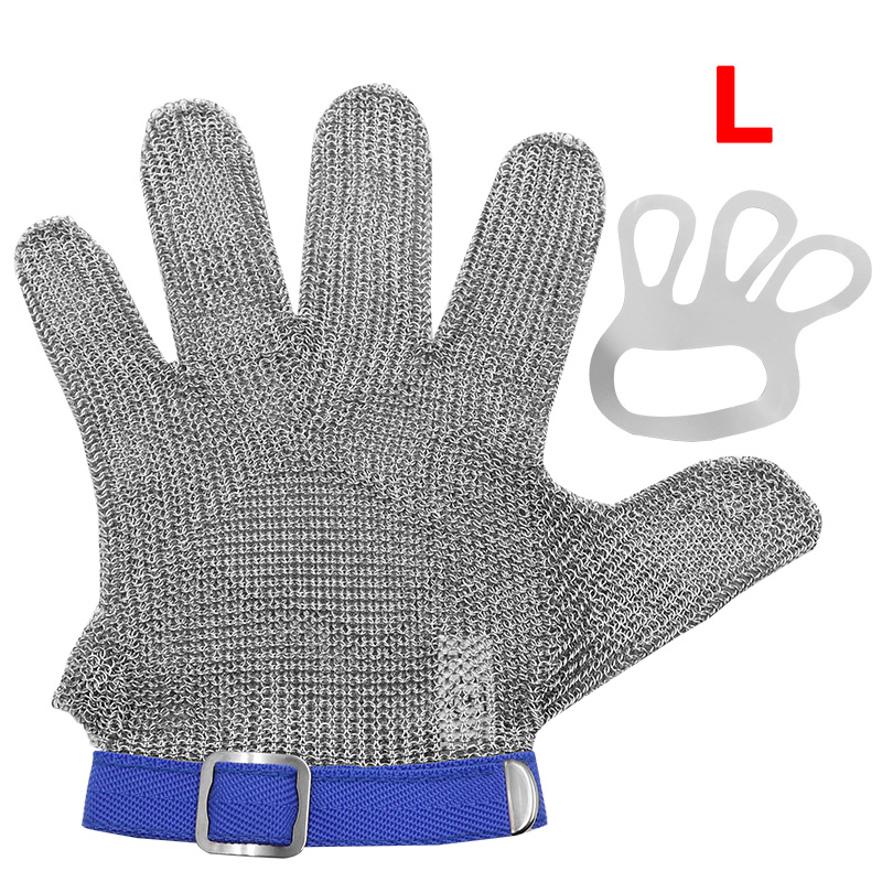 Guantes de malla metálica de acero inoxidable, anticorte, a prueba de cuchillos, resistentes a las puñaladas, para carpintería, carnicero y sastre: L