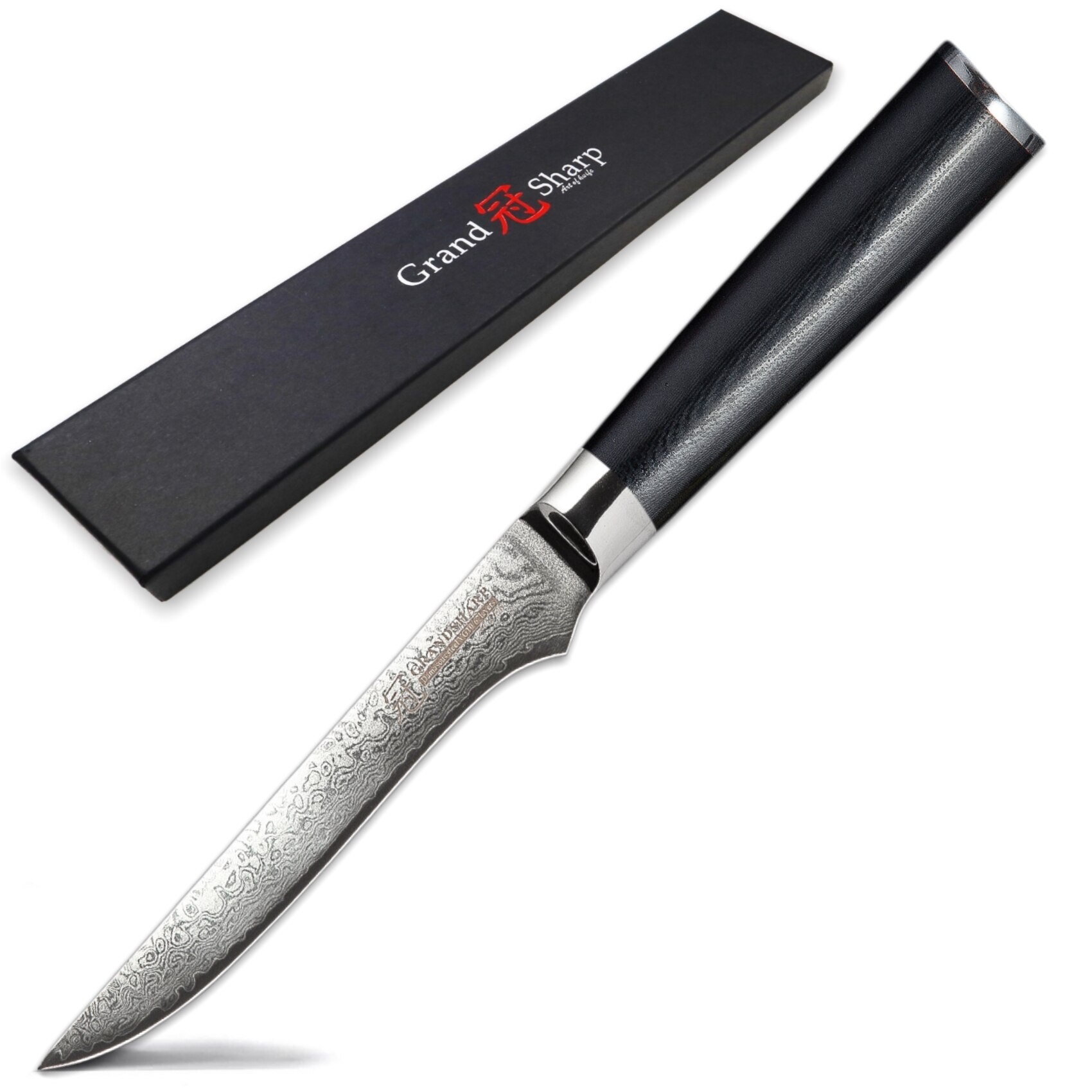 4 Pcs Chef Knife Set VG10 Japanese Damascus Steel Nakiri Kiritsuke Utility Kitchen Knives Cooking Tools Stainless Steel Scabbard: Boning knife