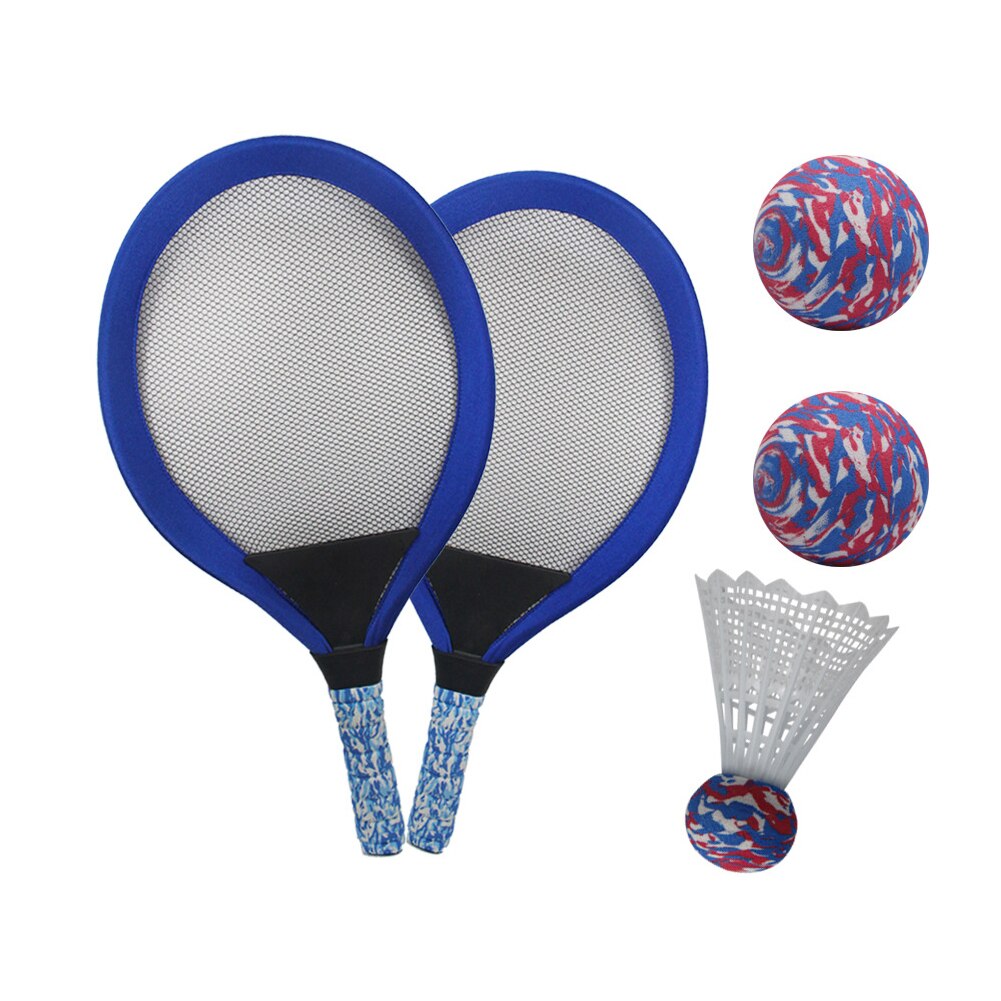Børn bærbar badmintonbold sjov øvelse strandlegetøj indendørs holdbar udendørs sport tennisracket sæt begynder børnehave: Blå