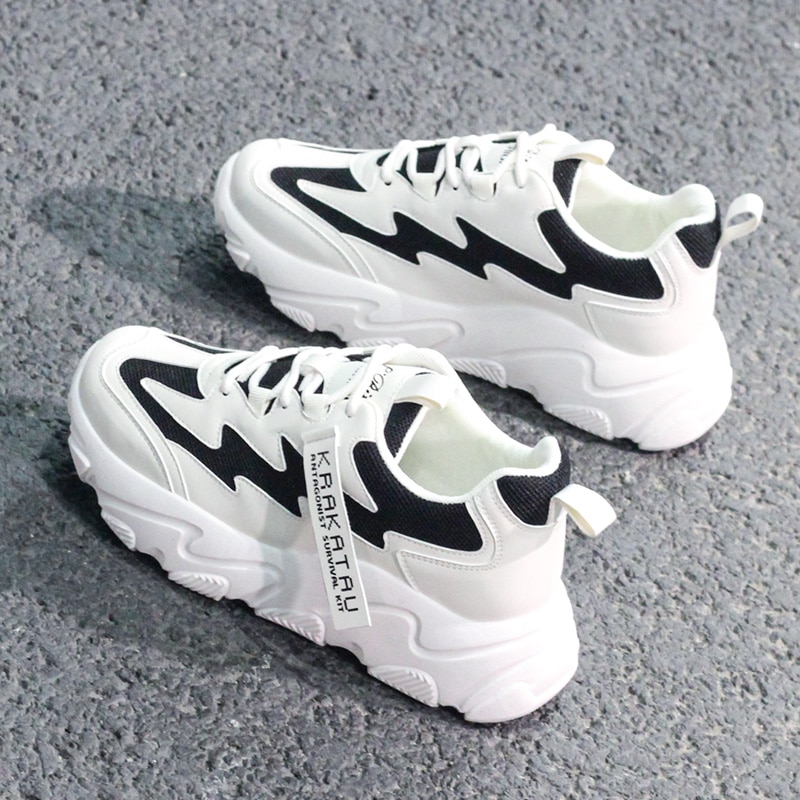 Sneakers skor snörning tenis designers dam skor våren kvinnor fritidsskor chunky vita skor kvinna chaussures femme