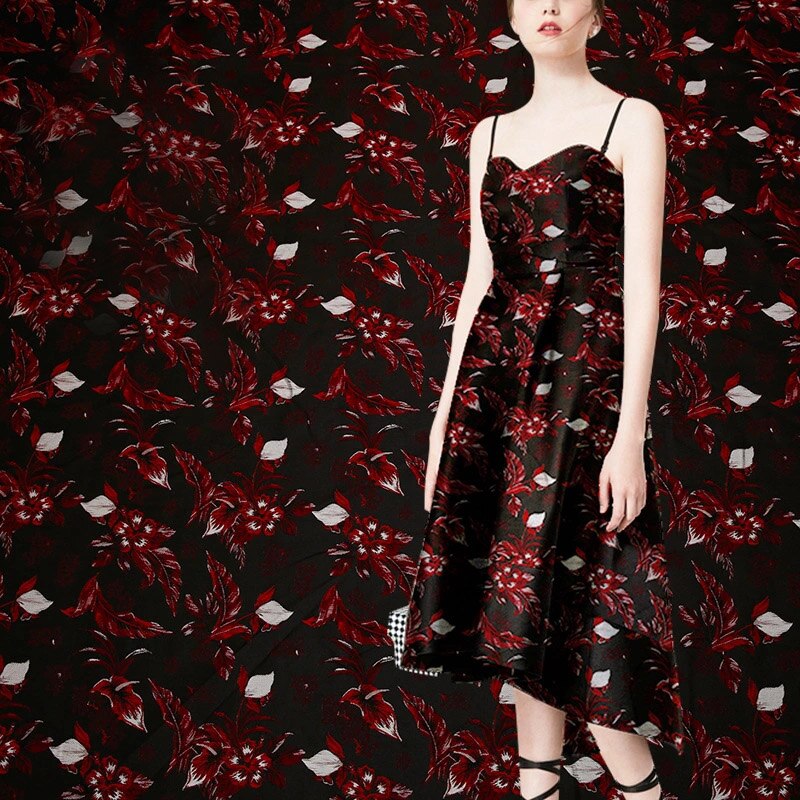 Satin jacquard tøj stoffer let luksus stof symaterialer til kjoler satin kjole og kjole med broderi
