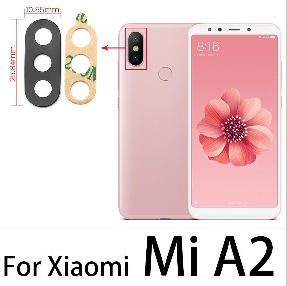 2 uds, lente de cristal de cámara trasera Mi A3 con cinta adhesiva para Xiaomi Redmi 6 Pro / Mi A2 lite A1, piezas de repuesto