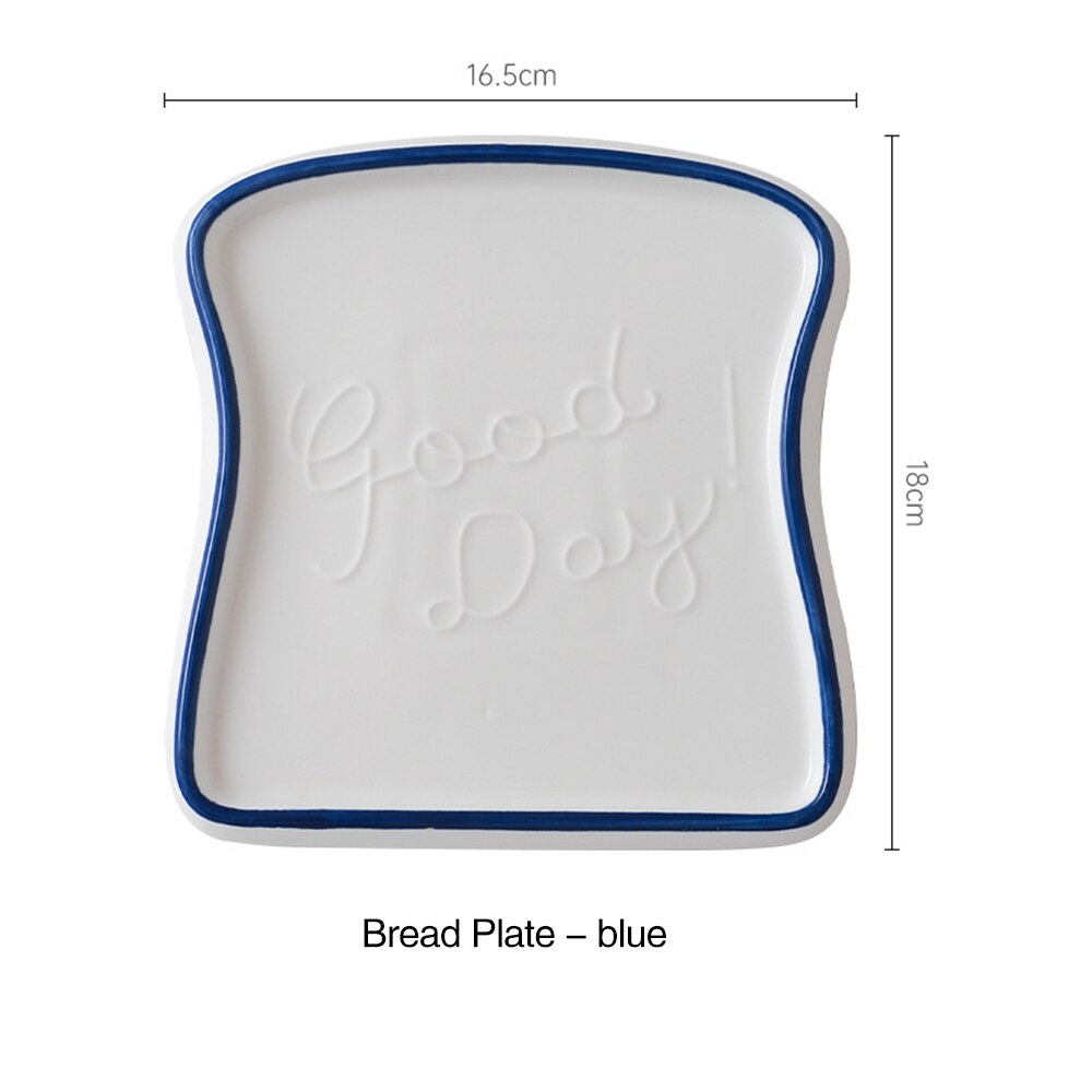 1PC Square Embossed Ceramic Plate Breakfast Toast Plate Fruit Bread Display Cake Tray Salad Plate Kid's Kitchen Tableware: Blue