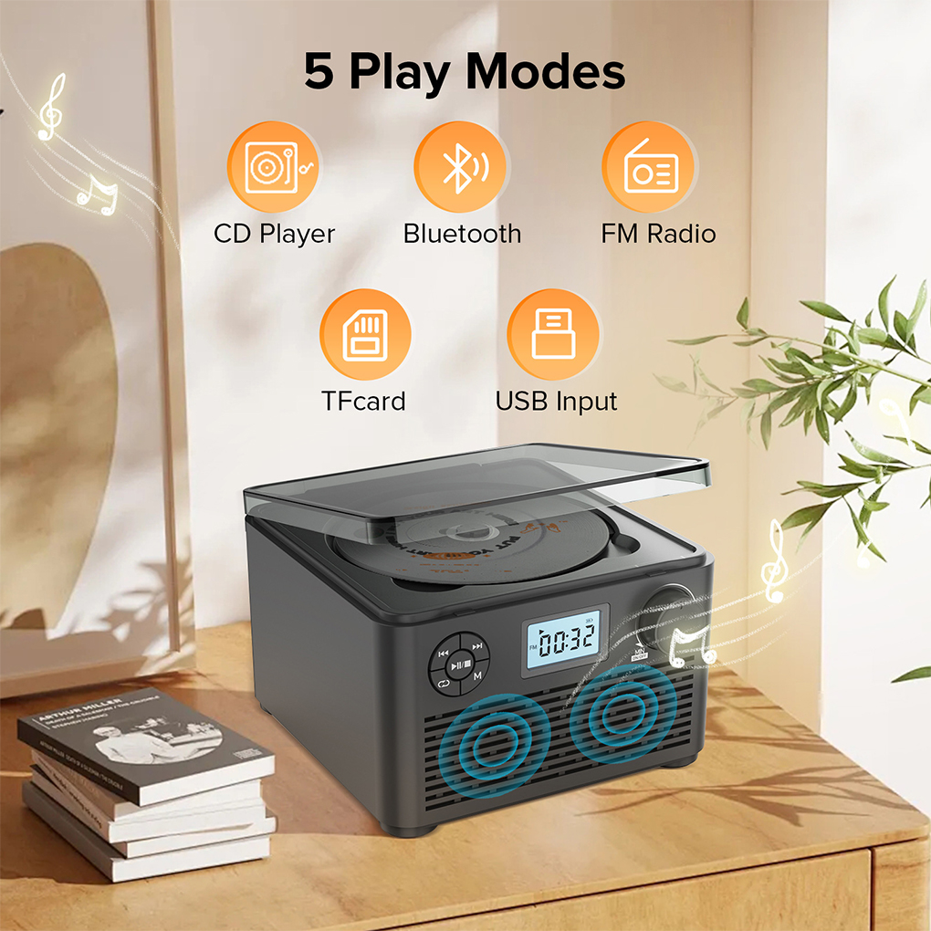 Portable CD Player with Speakers and Bluetooth Function Small Rechargeable CD Player with USB mp3 and FM radio
