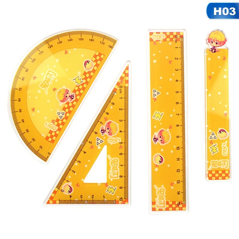 Regla de dibujo acrílico, 4 unidades por juego, regla triangular geométrica, transportador de enderezamiento, una variedad de reglas: H03