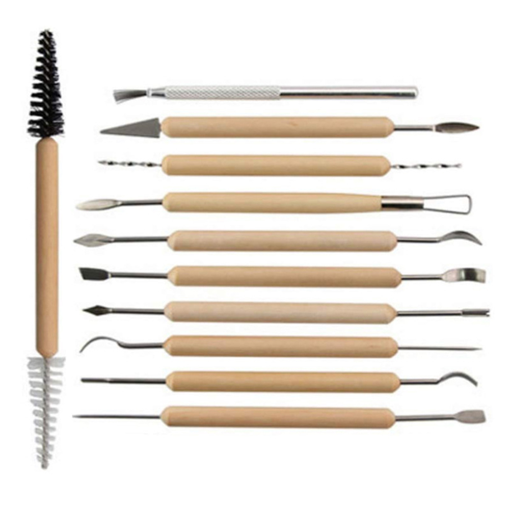 11Pcs/Set Clay Sculpting Kit Sculpt Smoothing Wax Carving Pottery Ceramic Tools Polymer Shapers Modeling Carved Tool