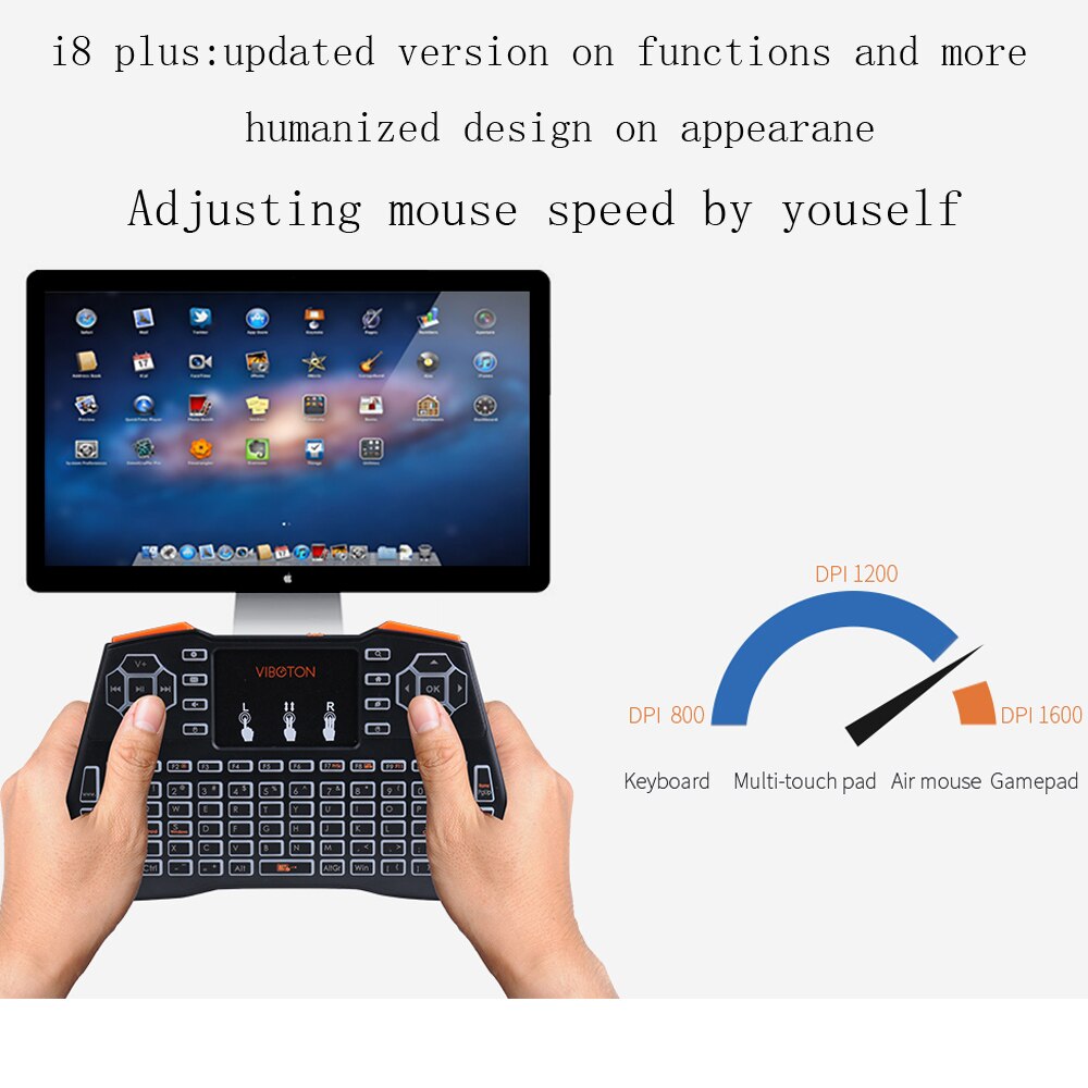 I8 + Mini Draadloze Toetsenbord Met Achtergrondverlichting 2.4 Ghz Air Mouse Met Touchpad Afstandsbediening Voor Android Tv Box Projector tv Set