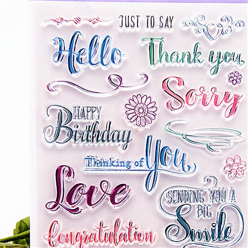 14 x 18cm kleuren woorden transparante stempels siliconen zegels rolstempel diy scrapbooking fotoalbum/kaarten maken kerst