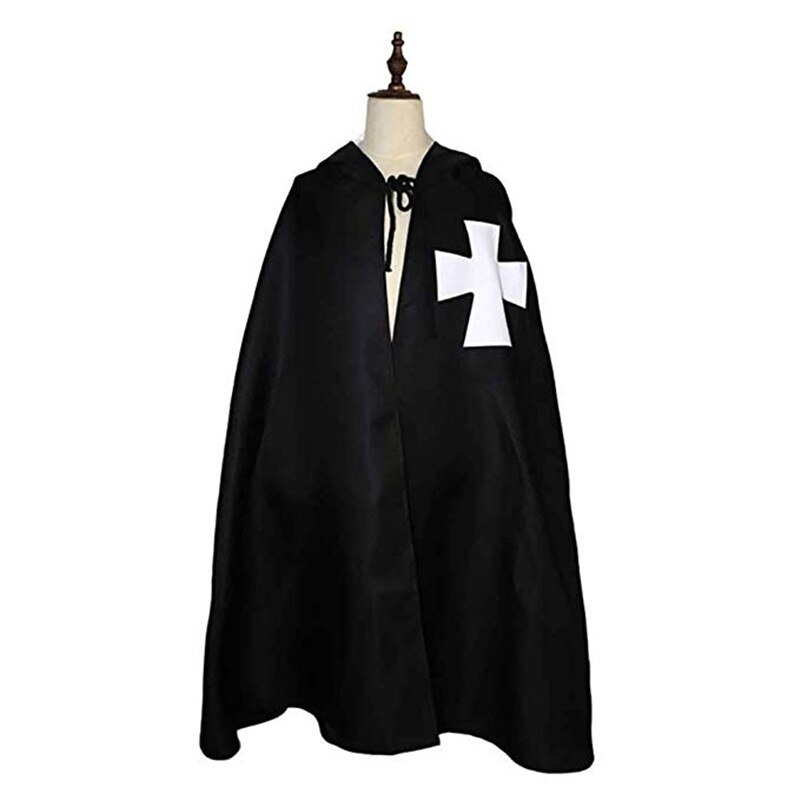 Adult Halloween Medieval Costume Robe Knights Templar Cloak Hospitaller Tunic Cape