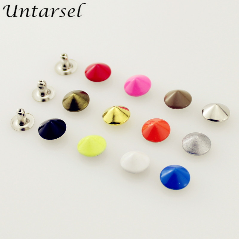 100 stücke 9mm Bunte einstellen Kegel Nieten Zink Legierung Leder Zucht Schuhe DIY Punk Stil Spitze Schraube Für Gürtel taschen pulseras pinchos