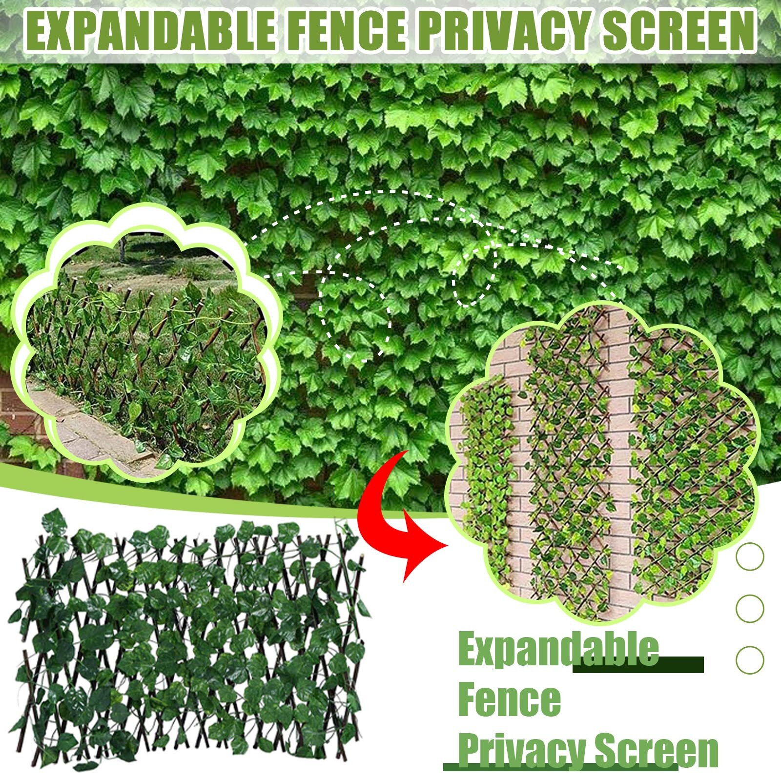 Kunstmatige Tuin Plant Uitbreiden Hek Intrekbare Hek Screen Met Plant Uitbreidbaar Hek Privacy Hek Uv Beschermd Privacy