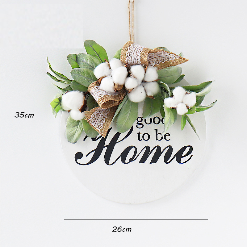 Ins Wind Simulatie Bloem Groene Plant Krans Muur Opknoping Ronde Houten Huis Brief Deur Opknoping Venster Winkel Guirlande Decoratie: WT036-4