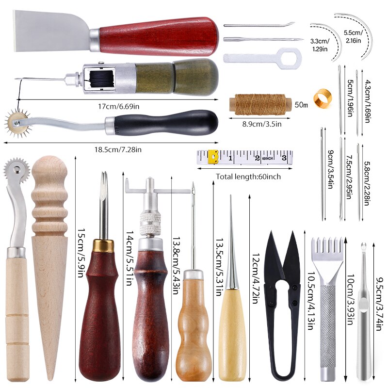 IMZAY-máquina de coser Manual de cuero, Kit de herramientas de costura de cuero con costura rápida, juego de accesorios de herramientas de ranurado de perforación de artesanía de cuero