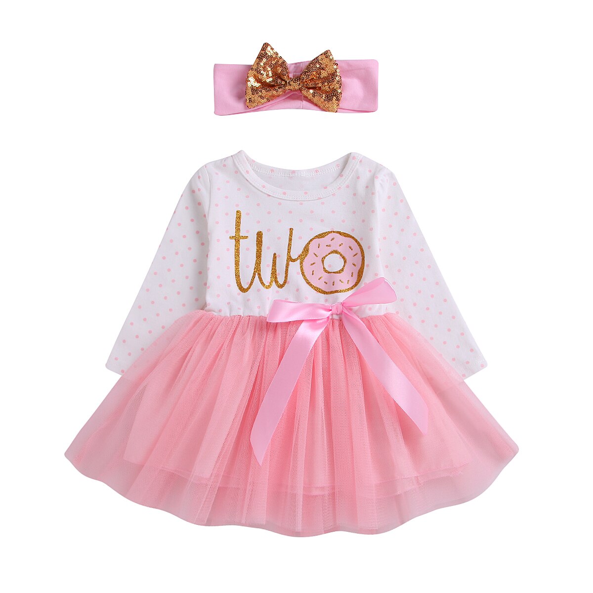 Citgeett 1st/2nd/3rd Geburtstag Baby Mädchen Donut Polka Dot Tüll Tutu Prinzessin Party Kleid Geburtstag 2 stücke