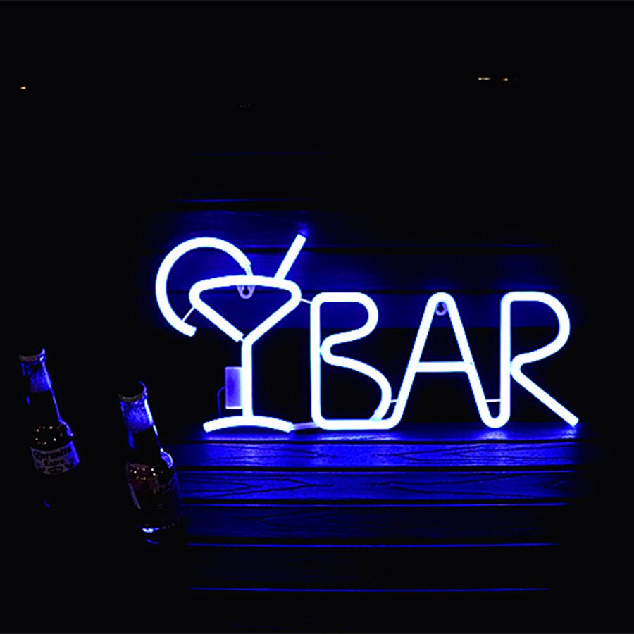 Cartel de neón para BAR, lámpara LED de neón con control remoto para Bar, KTV, tienda de aperitivos, decoración de Navidad para la pared: Blue