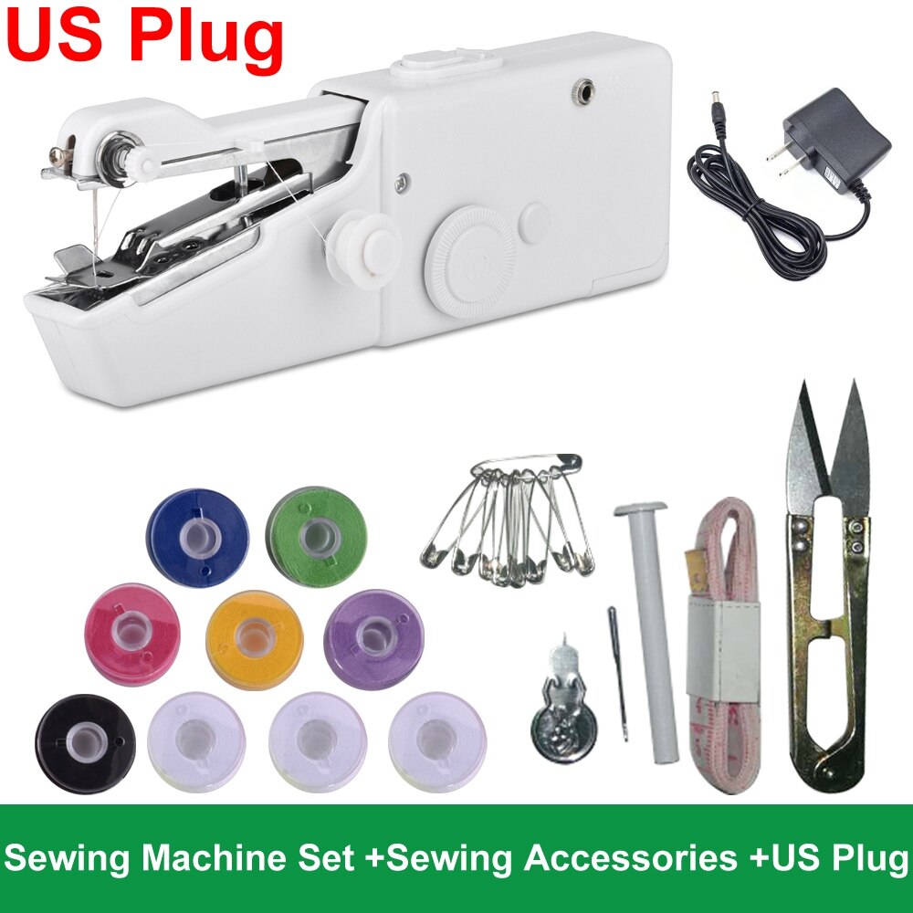Sewing Machine Mini Portable Electric Household Crafting Mending Foot Pedal To Sew Adjustable Speed Kit For Home Beginners Kids: C US Plug
