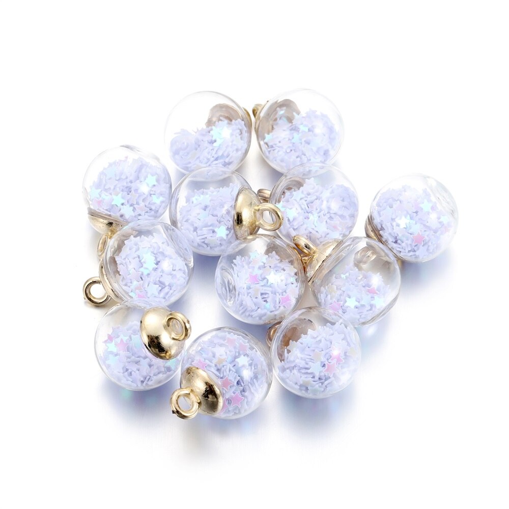 10 Uds. De cuentas de estrella de bola transparente de cristal de 16mm, dijes de lentejuelas, colgante para pulsera, collar, accesorios para hacer joyería DIY: Chapado en platino