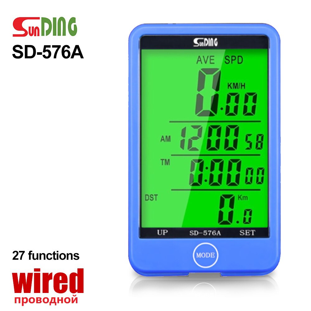 Sunding – compteur de vélo filaire/sans fil, ordinateur de cyclisme, compteur de vitesse, odomètre, chronomètre, étanche: SD-576A-wired-Blue