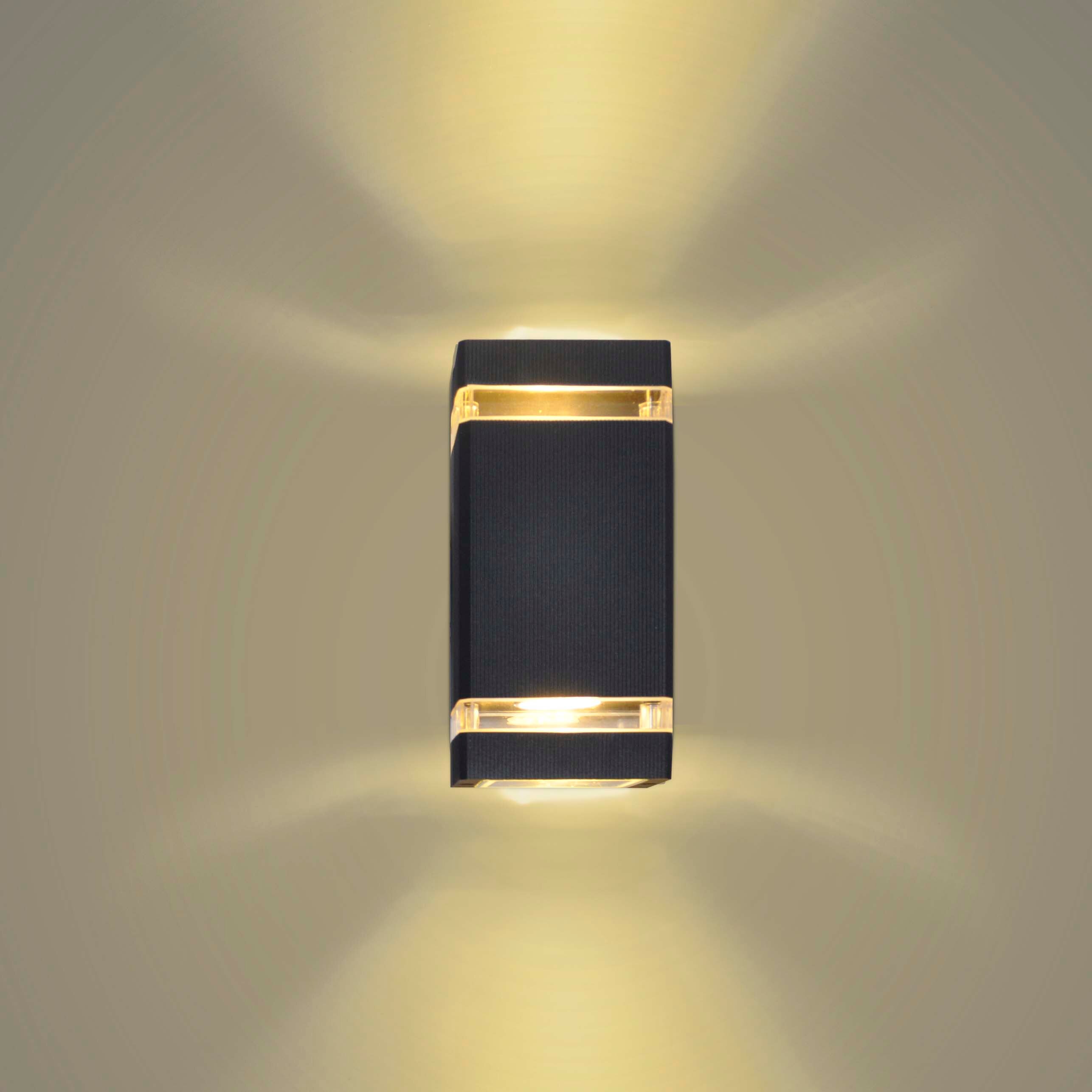Artpad sort led indendørs udendørs belysning, led sconce op og ned væglamper  gu10 2*5w verandalys vægmonteret bedside led: Hvid belysning