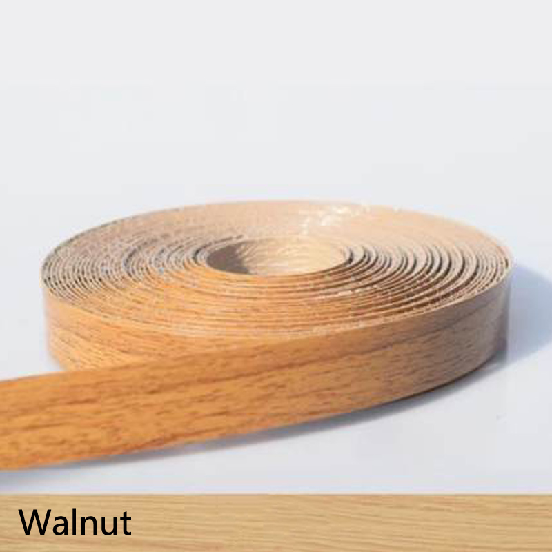 Borde de bandas de PVC decorativo de chapa de madera autoadhesivo de 10M y 2cm para muebles, armarios, mesas de oficina, bordes de superficie de madera: Walnut