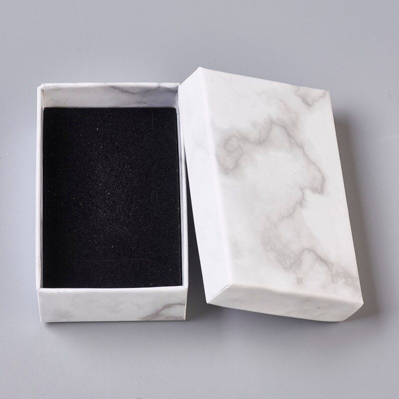 24pcs Paper Cardboard Jewelry Boxes Storage Display Carrying Box For Necklaces Bracelets Earrings Square Rectangle Marble White